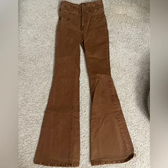 Free People We The Free Jayde Flare Brown Jeans Pants 26 - Picture 2 of 5